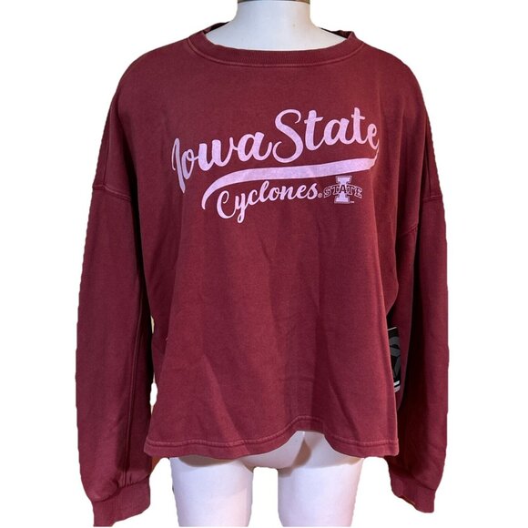 Iowa State Cyclones Colosseum LS Washed Red Light Script Sweatshirt Women's M Ne - Picture 1 of 7